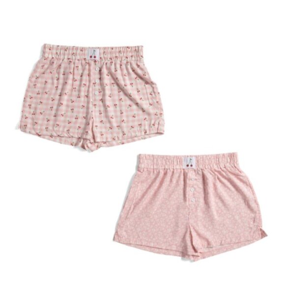 NWT TART Cherry 2pk Cherry and Floral Rayon Boxer Shorts Set Size S - Picture 2 of 3